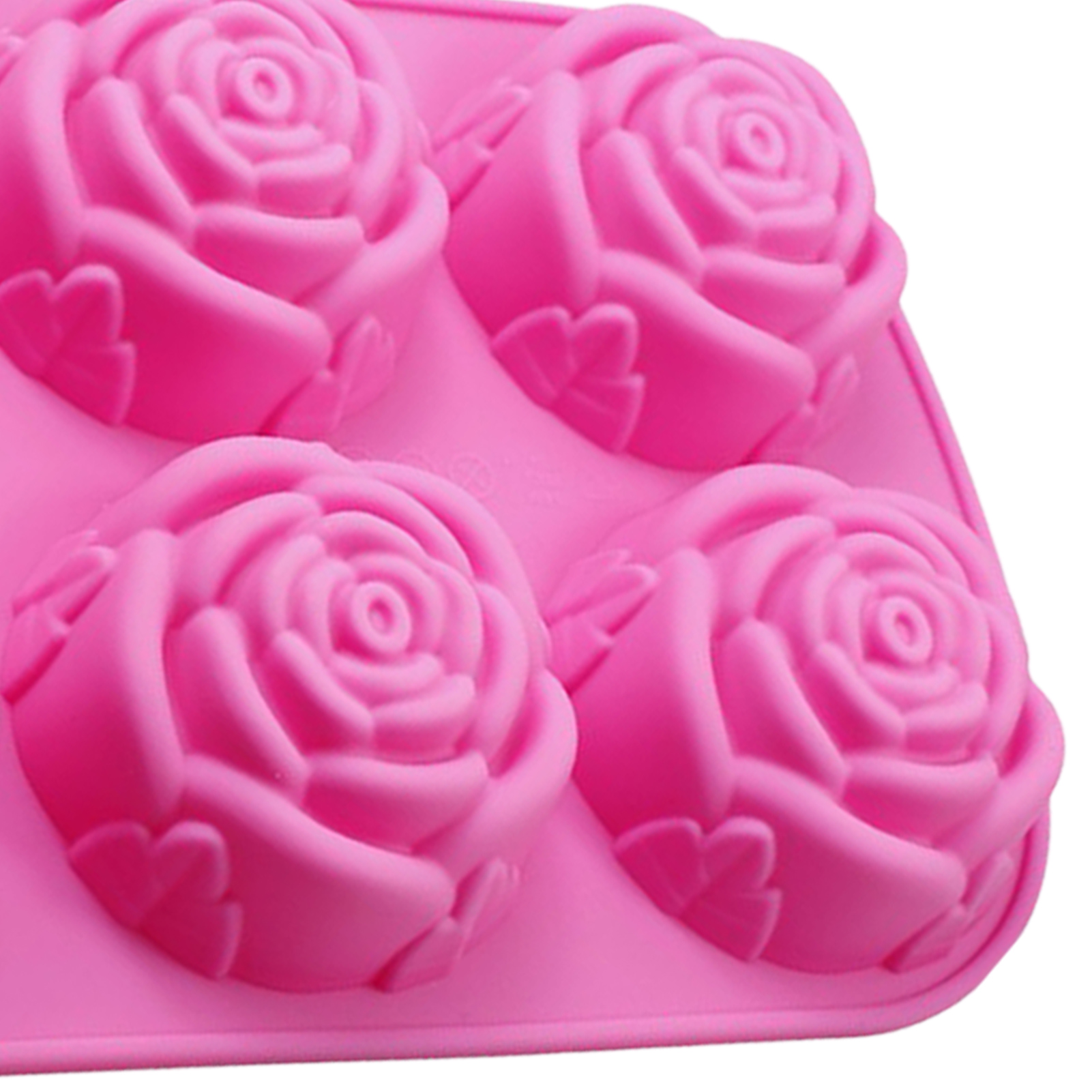 HEVIRGO Cake Mold 3D Reusable 6-Cavity Non-stick Rose Flower Shape Fondant  Mould for Kitchen Pink Silicone 